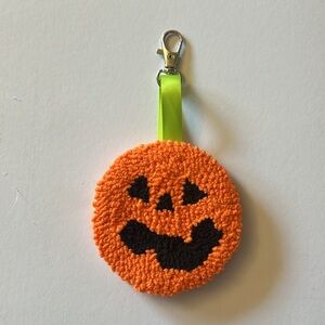 Handmade punch needle pumpkin keychain